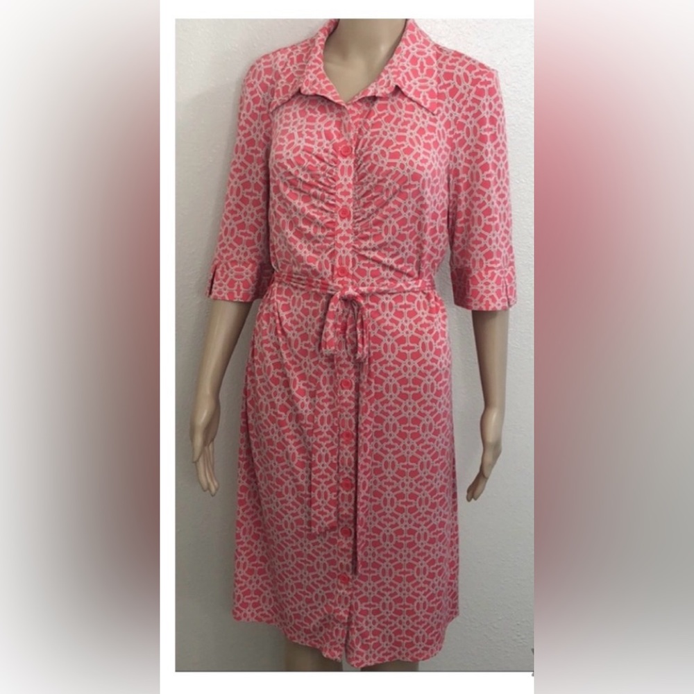 laundry by SHELLI SEGAL Geometric Pink Dress. Size 14